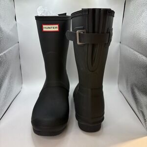 Hunter Womens Original Black Adjustable Back Short Boots Size 10 NWOB